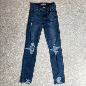 Madewell Ripped Distressed Blue Skinny Jeans High Rise Skinny Size 24